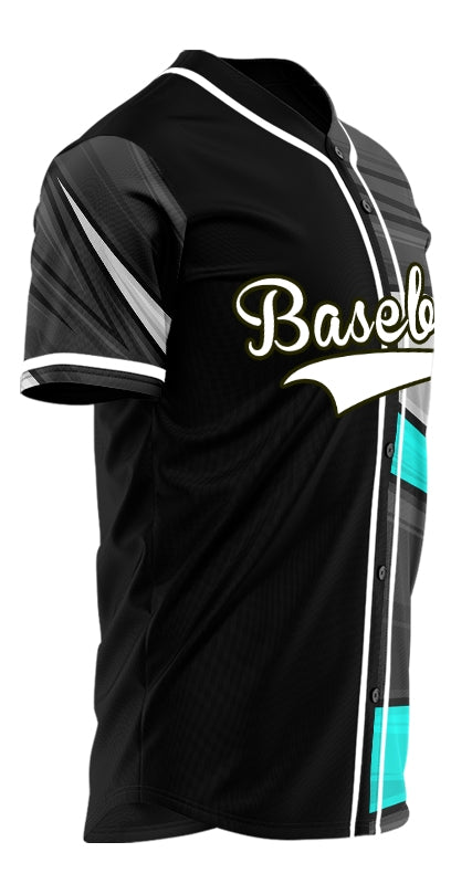 Custom Black Grey Blue Lines Baseball Jersey