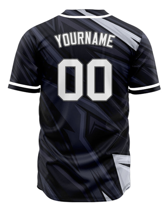 Custom Black Grey Lines Half Baseball Jersey