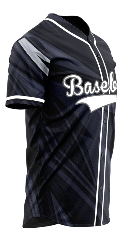 Custom Black Grey Lines Half Baseball Jersey