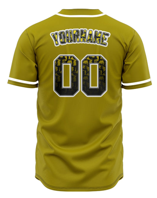 Custom Black Line Gold Edge Half Baseball Jersey