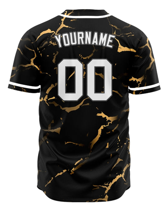 Custom Black Marble Half Baseball Jersey