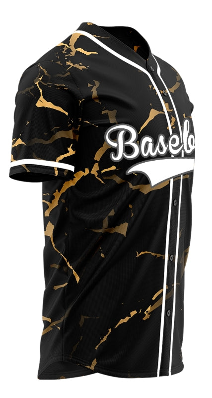 Custom Black Marble Half Baseball Jersey