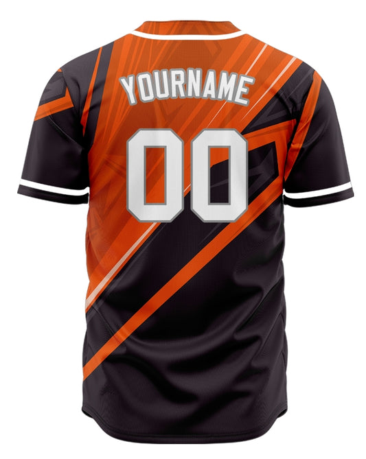 Custom Black Orange Lighting Lines Half Baseball Jersey