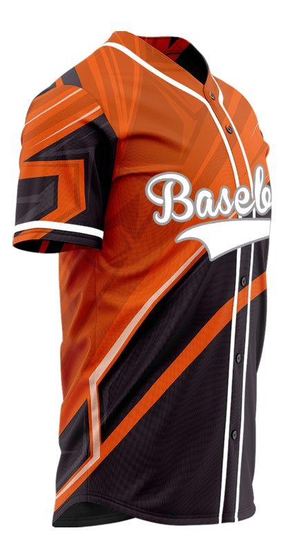 Custom Black Orange Lighting Lines Half Baseball Jersey