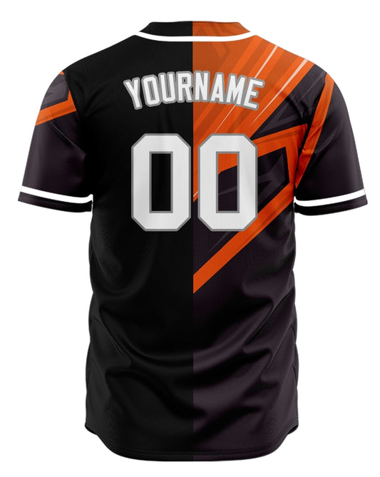Custom Black Orange Scratch Lines Baseball Jersey