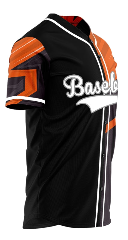Custom Black Orange Scratch Lines Baseball Jersey