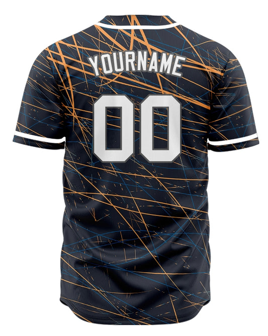 Custom Black Orange Scratch Lines Half Baseball Jersey