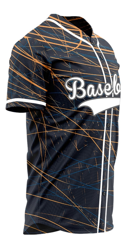 Custom Black Orange Scratch Lines Half Baseball Jersey