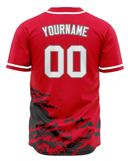 Custom Black Red Black Ink Half Baseball Jersey