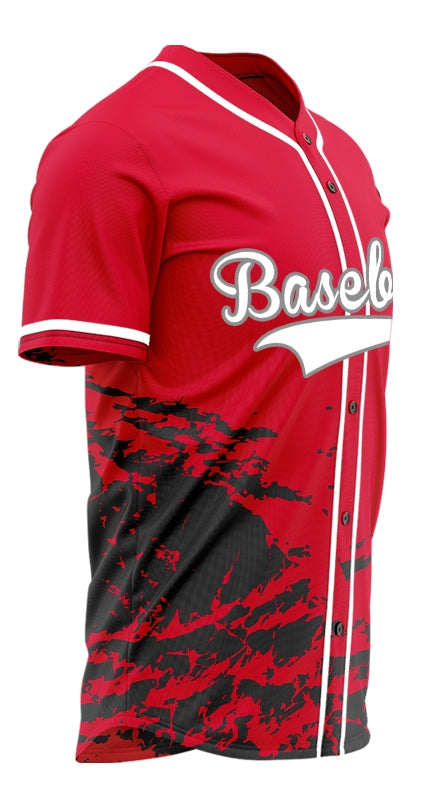 Custom Black Red Black Ink Half Baseball Jersey