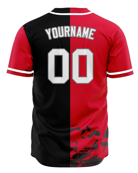 Custom Black Red Gradient Wave Baseball Jersey