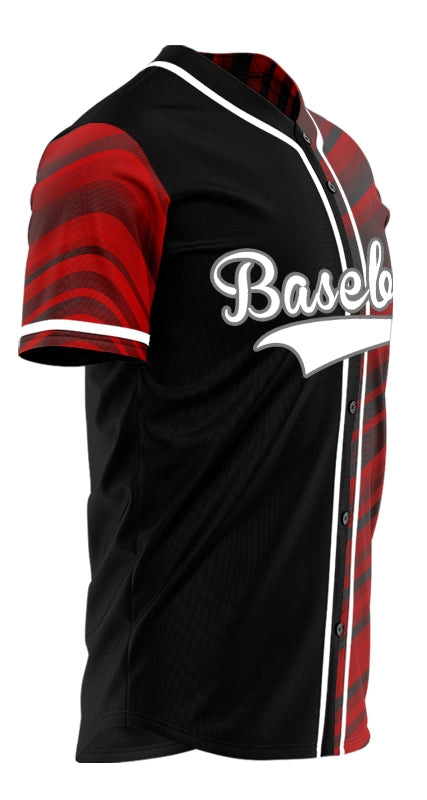 Custom Black Red Orange Lines Baseball Jersey