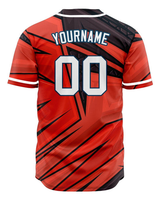Custom Black Red Orange Lines Half Baseball Jersey