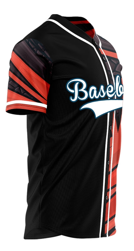 Custom Black Wave Blue Gradient Baseball Jersey