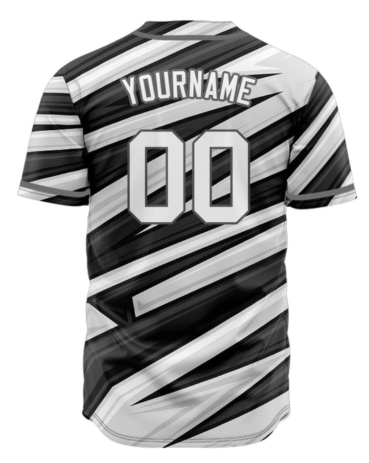 Custom Black White Slash Half Baseball Jersey