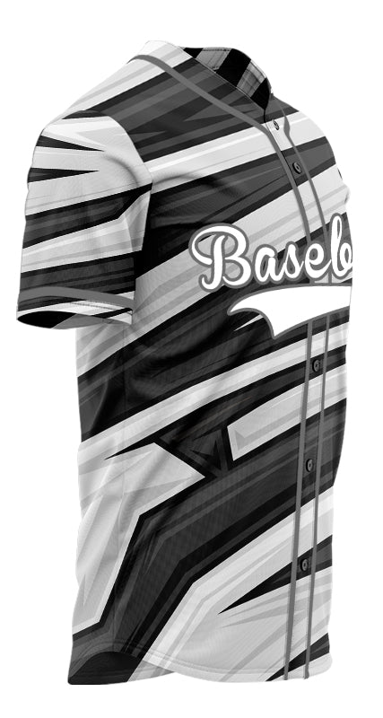 Custom Black White Slash Half Baseball Jersey