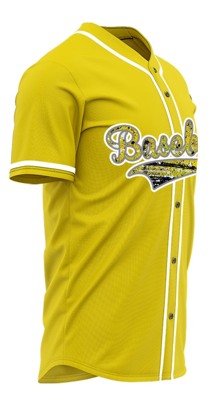 Custom Black Yellow Ink Baseball Jersey
