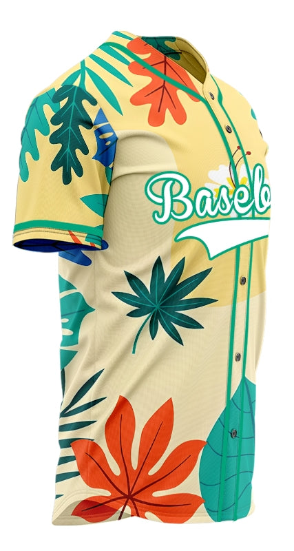 Custom Blue And Yellow Hawaiian Baseball Jersey