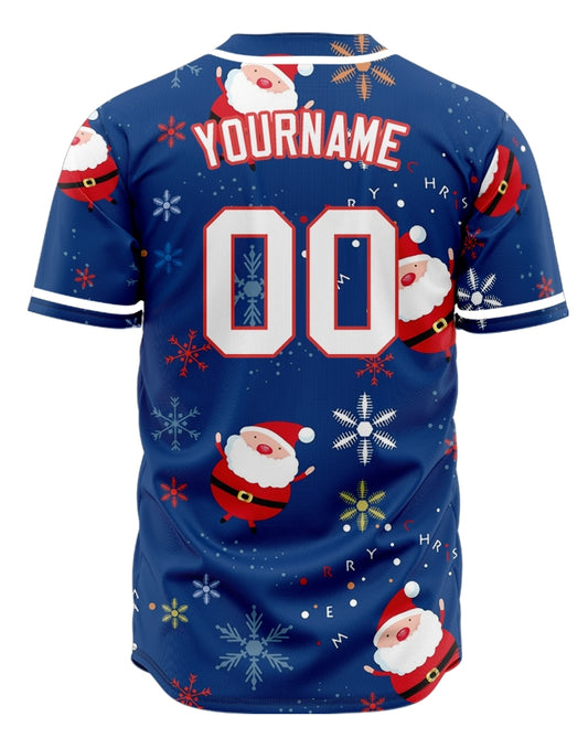 Custom Blue Christmas Old Man Baseball Jersey
