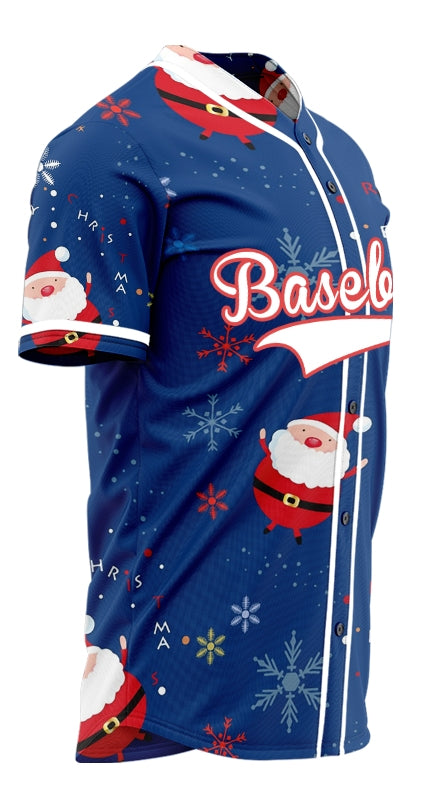 Custom Blue Christmas Old Man Baseball Jersey