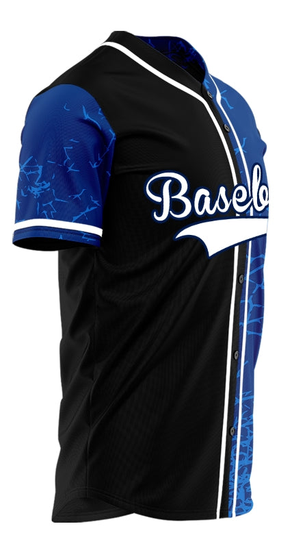 Custom Blue Curve Gradient Baseball Jersey