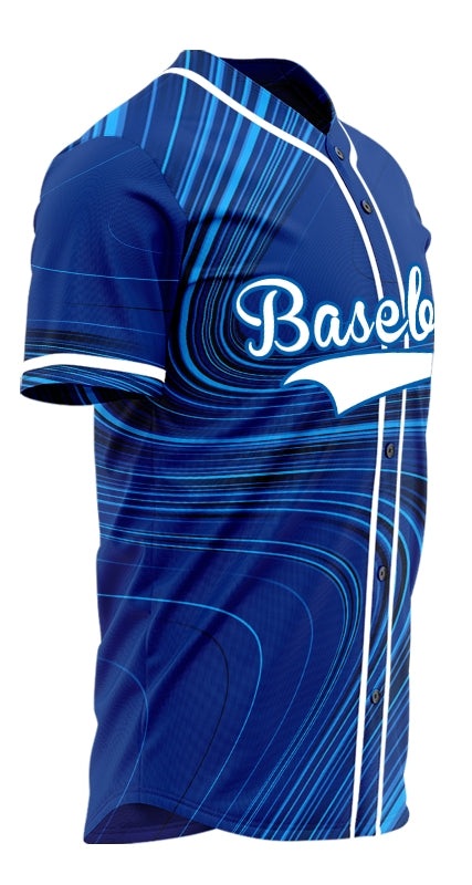 Custom Blue Curve Gradient Half Baseball Jersey