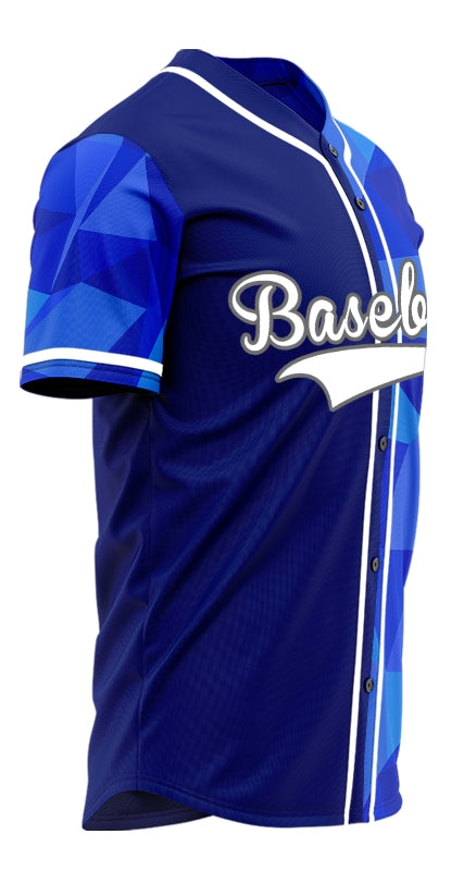 Custom Blue Dark Blue Grain Baseball Jersey