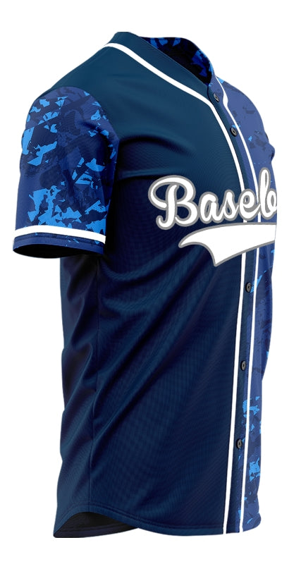 Custom Blue Dark Blue Slash Baseball Jersey