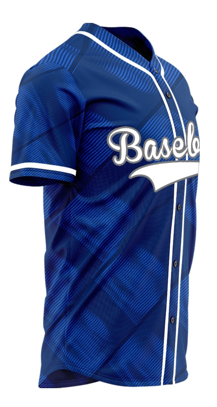 Custom Blue Diagonal Grid Half Baseball Jersey