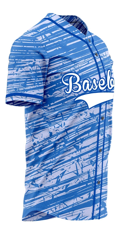 Custom Blue Diagonal Line Half Baseball Jersey