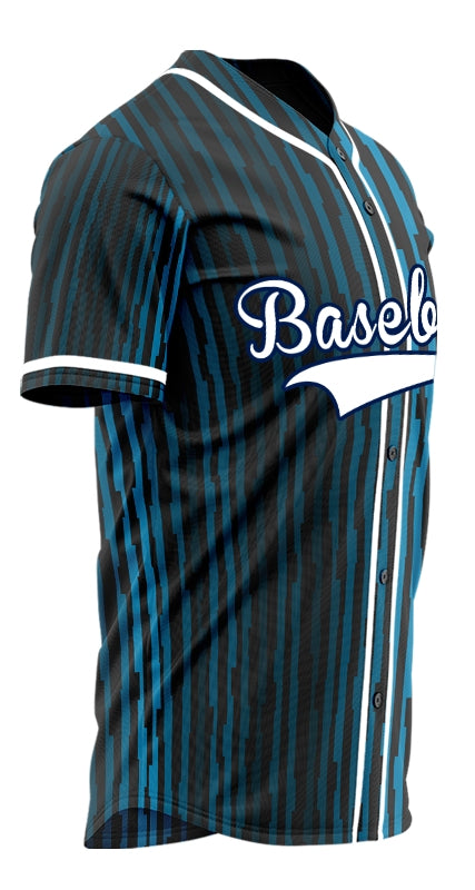 Custom Blue Gradient Vertical Lines Half Baseball Jersey