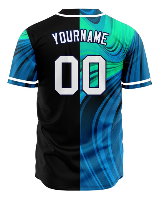 Custom Blue Green Camouflage Baseball Jersey