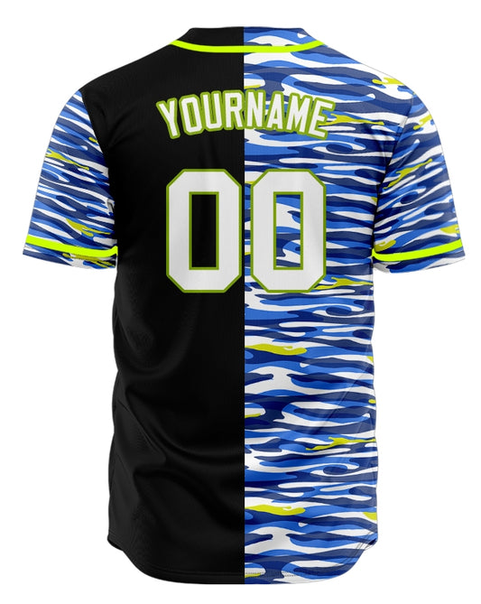 Custom Blue Green Gradient Curve Baseball Jersey