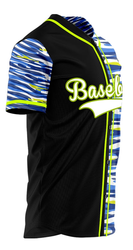 Custom Blue Green Gradient Curve Baseball Jersey