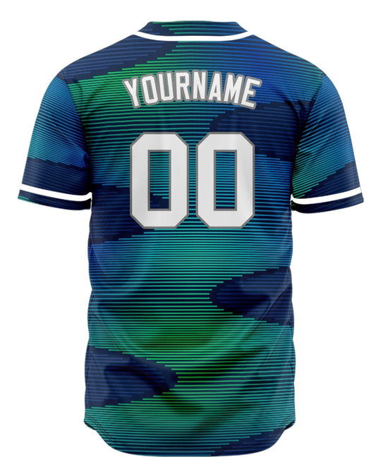 Custom Blue Green Gradient Curve Half Baseball Jersey