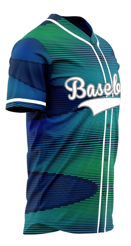Custom Blue Green Gradient Curve Half Baseball Jersey