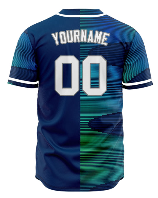 Custom Blue Green Ice Cracked Baseball Jersey