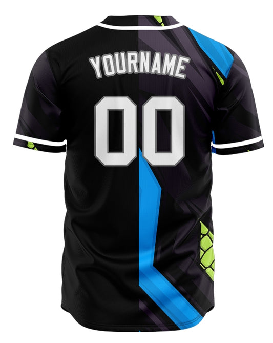 Custom Blue Green Wave Baseball Jersey