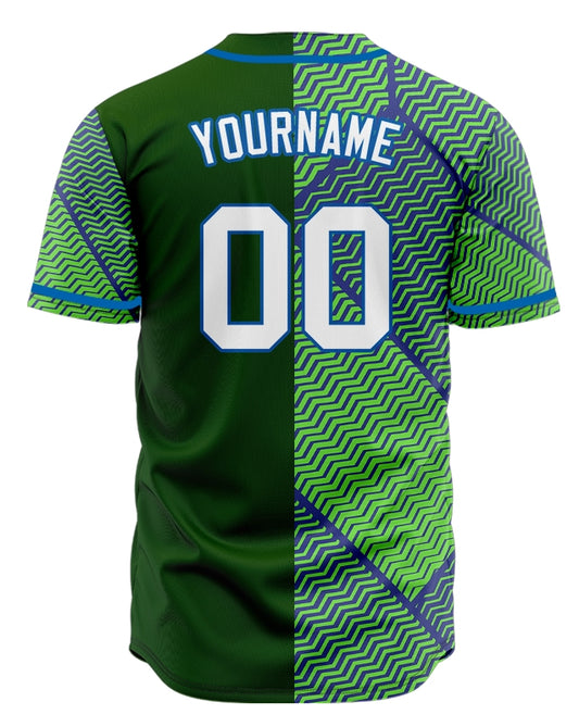 Custom Blue Grey Green Lines Baseball Jersey
