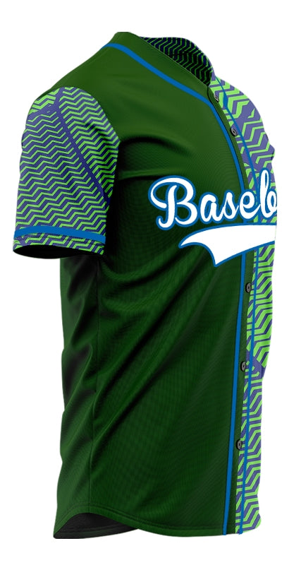 Custom Blue Grey Green Lines Baseball Jersey