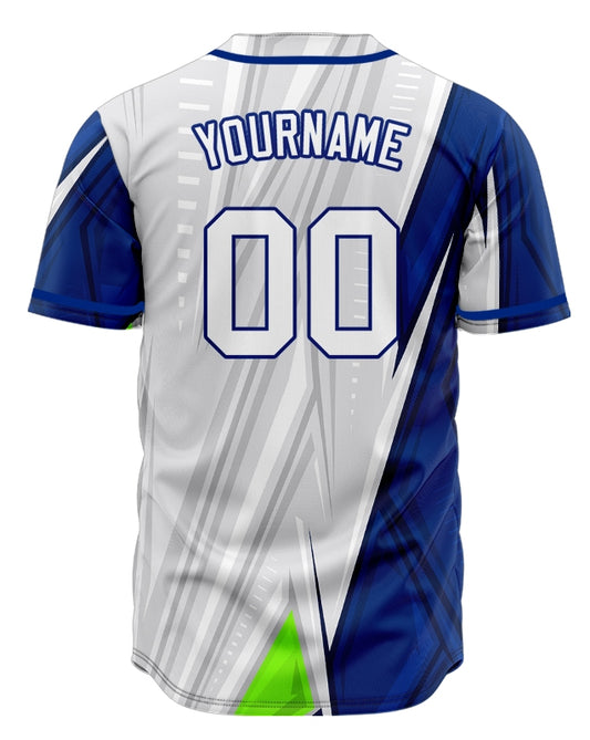 Custom Blue Grey Green Lines Half Baseball Jersey