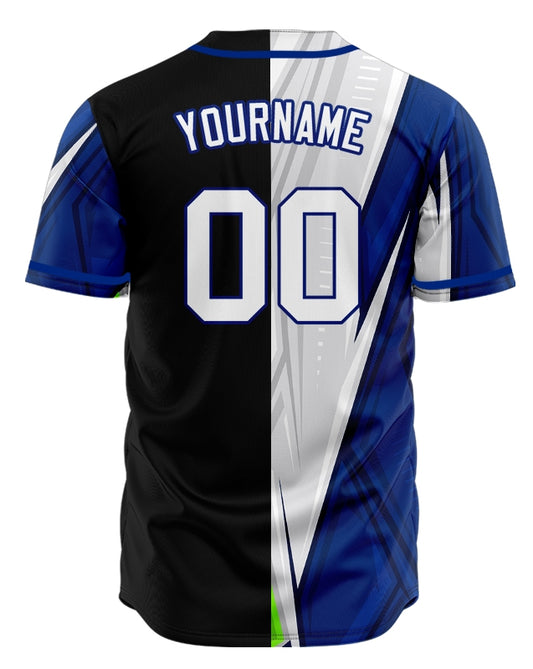 Custom Blue Grey Horizontal Line Baseball Jersey