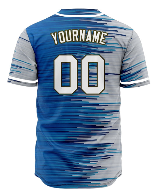 Custom Blue Grey Horizontal Line Half Baseball Jersey