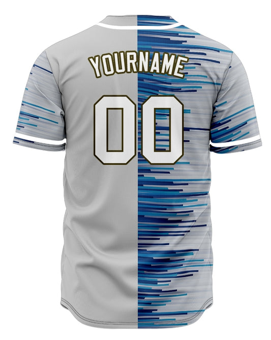 Custom Blue Grey Orange Lines Baseball Jersey