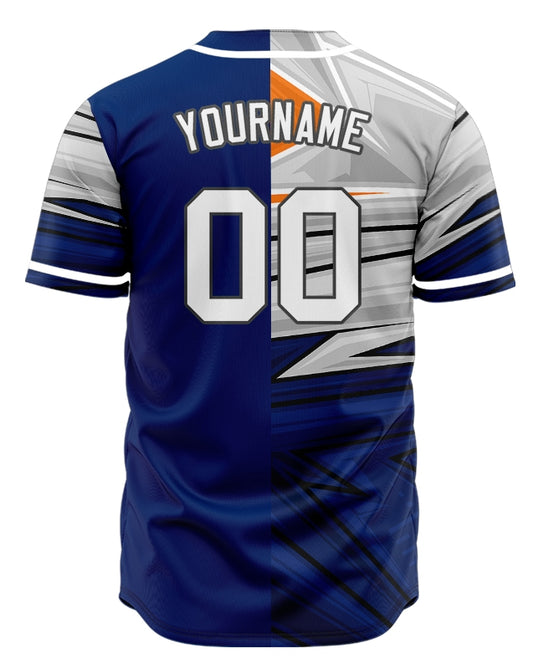 Custom Blue Horizontal Line Baseball Jersey