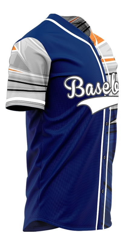 Custom Blue Horizontal Line Baseball Jersey