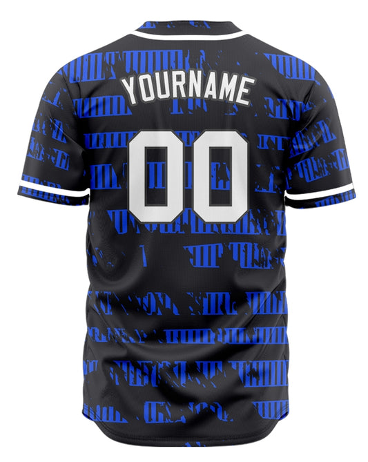Custom Blue Horizontal Line Half Baseball Jersey
