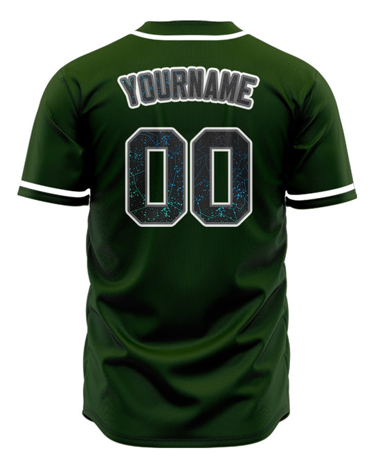 Custom Blue Ink Square Green Baseball Jersey