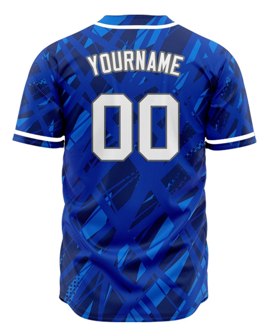 Custom Blue Intertwined Lines Half Baseball Jersey