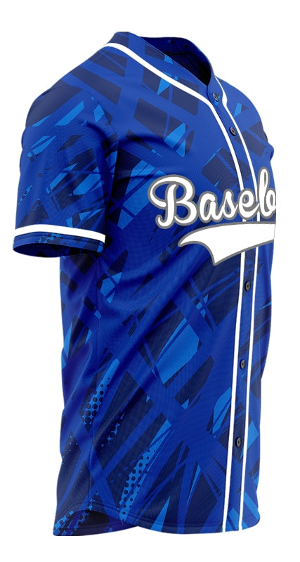 Custom Blue Intertwined Lines Half Baseball Jersey